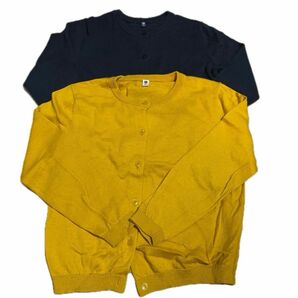 UNIQLO ユニクロ　カーディガン　紺色　黄色　2枚セット　130