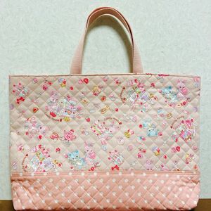 ハンドメイド　レッスンバッグ　絵本カバン　ゆめかわ　バニラポップ　モフモフうさぎ