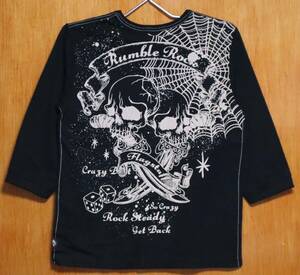 SALE！FLAGSTAFF♪10 (M)411256 骸骨プリント７分袖Ｔシャツ