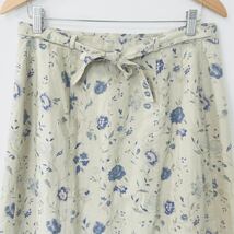 H7440ii Laura Ashley（ローラア シュレイ） 11(M位) 花柄 スカート ロング リボン 巻きスカート ホワイト系 レディース ラップスカート_画像3