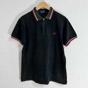 H7818FF FRED PERRY フレッドペリー 42インチ(Lサイズ位) 半袖 ポロシャツ シャツ ブラック メンズ ヴィンテージ 英国製 イギリス製