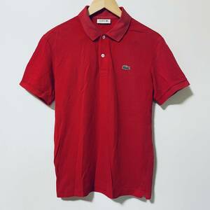H7893gg LACOSTE ラコステ サイズ4（M位） 半袖ポロシャツ 赤 レッド メンズ ワンポイント ロゴ ワニ 定番 王道 綿100% ゴルフ