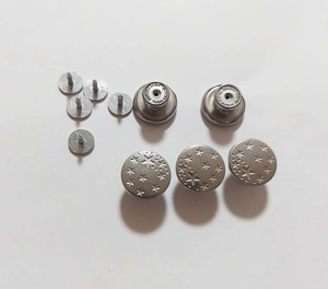 ジーンズ用ボタン　5点セット　シルバー星柄　ボタンピン　金属ボタン　縫わないツールなし　取り付け簡単