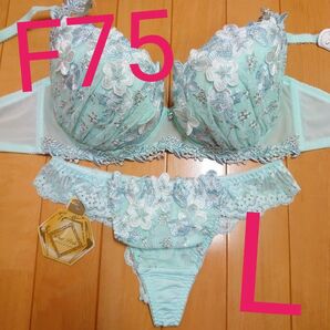 花　刺繍　ブラ&ショーツ　ドゥペルル　F75