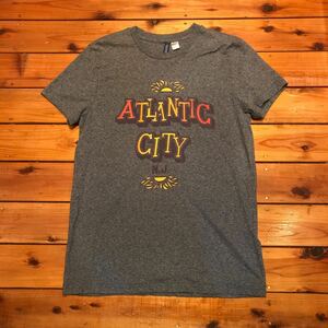 プリントTシャツ　ATLANTIC CITY Tシャツ 霜降りTシャツ アメリカ古着　USA古着