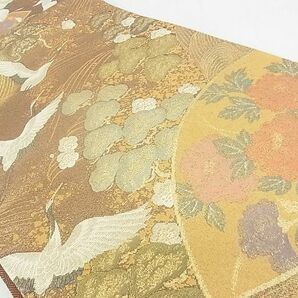 平和屋2■六通柄袋帯 立波飛鶴花文 金糸 逸品 rt3222の画像3