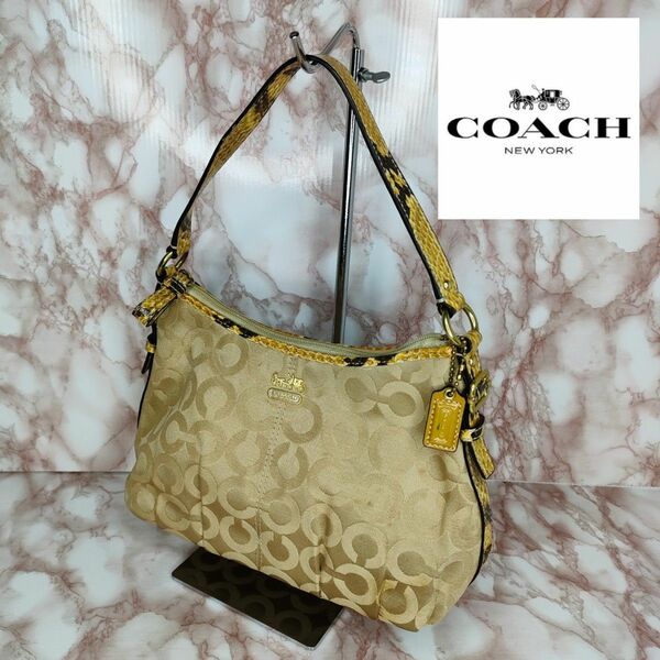 100　 COACH　 コーチ　 シグネチャー　 ハンドバッグ　パイソン