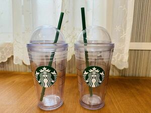 STARBUCKS スターバックス スタバ ロゴ ドーム型 コールドカップ タンブラー 16fl oz 473ml 2客セット ペア