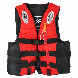 【新品即納】ベスト型 ライフジャケット（笛付き） レッド/赤 大人用 XLサイズ フローティングベスト 救命胴衣 釣り ボート