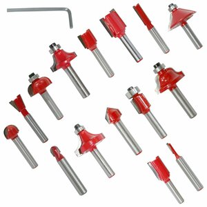 [ new goods immediate payment ] trimmer bit 15 pcs set router bit woodworking axis diameter 6.35mm carbide chamfer sculpture electric trimmer bit DIY 15 kind set