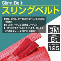 【1本/耐荷5t/長さ3m】スリング ベルト 吊上げ ナイロン クレーン ロープ 荷吊り 玉掛け 牽引 運搬 5000kg 5トン 3m 幅125mm_画像2