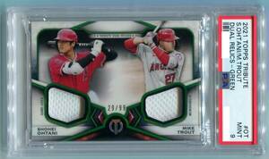 2021 Topps Tribute Shohei Ohtani Mike Trout Dual Relics Green 大谷翔平 トラウト 99枚限定 PSA 9