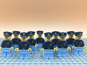 V19　レゴ　ミニフィグ　ポリス/警察官・水色　10個セット　新品未使用　LEGO社純正品