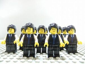 LL31　レゴ　ミニフィグ　スーツ・黒髪　10個セット　新品未使用　LEGO社純正品