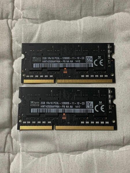 SKhynix 2GB 1RX16 PC3L-12800S 2枚 合計4GB ①