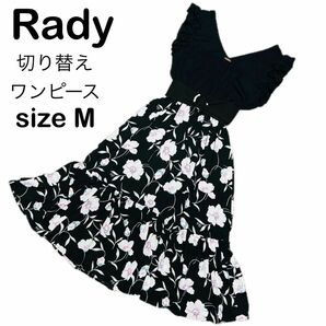 レディース　切り替え　ワンピース　花柄　 ノースリーブ　 sizeM Mサイズ　Rady レディ