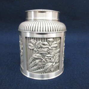 A6069 金属工芸「ロイヤルセランゴール ピューター製 茶筒 Selangor Pewter」洋食器 茶器 茶入れ マレーシア 錫の画像1