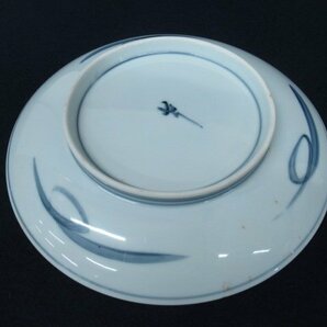 K7555 陶器「銘あり 染付 桔梗文 皿 経19㎝ 10客セット」茶道具 日本料理 和食 取り皿 食器の画像4