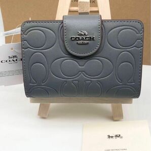 COACH 二つ折り財コーナージップウォレット　グレー　アウトレット品