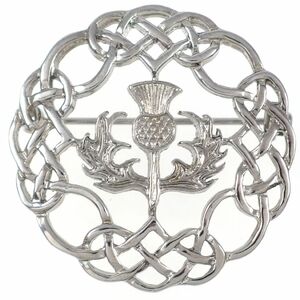 UK1718*a The mi. flower flower motif knot round flower * Vintage brooch * England Celt Britain 