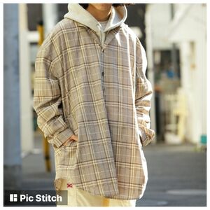 FREAK'S STORE フリークスストア コーティングビッグシャツ ビッグシルエットチェックシャツ