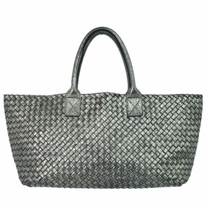 本物 ボッテガ ヴェネタ BOTTEGA VENETA イントレチャート カバ MM トートバッグ ハンドバッグ レザー ガンメタリック 115664の画像1