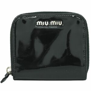 本物 ミュウミュウ MIU MIU パテント レザー 折財布 コンパクトウォレット ブラック 5M0522