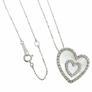 本物 シェル ダイヤモンド 0.32ct K18 WG ネックレス ペンダント ホワイトゴールド