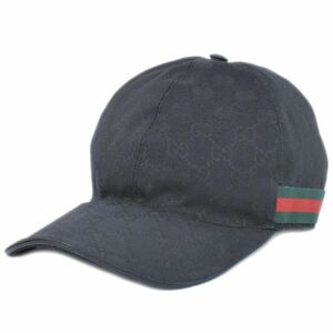 本物 グッチ GUCCI GGキャンバス ベースボールキャップ キャップ 帽子 M ブラック