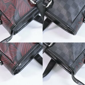 本物 ルイヴィトン LOUIS VUITTON LV タダオ PM ダミエ グラフィット クリストファーネメス ハンドバッグ ブラック グレー レッド N41717の画像6