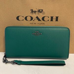 新品　COACH長財布　コーチ　長財布　レディース メンズ シンプル グリーン 緑