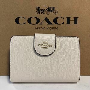 新品　COACH 長財布　コーチ　二つ折り財布　レディース メンズ ホワイト 白