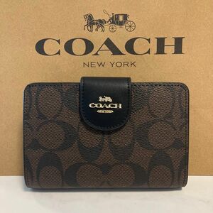 新品　COACH 長財布　コーチ　二つ折り財布　レディース メンズ ブラック ダークブラウン シグネチャー