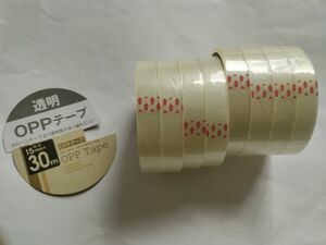 8個　OPPテープ　工作テープ　30メートル　8巻　セロテープ　30m×15mm　セロハンテープより透明度が高く破れにくい　