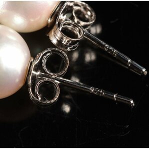 [URA]SILVER刻印有/アコヤ真珠ネックレス・ピアスセット/Φ7.3～7.9mm/総重量約35g/4-4-44 (検索)骨董/真珠/シルバー/パールの画像8