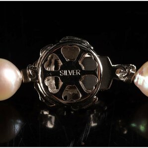 [URA]SILVER刻印有/アコヤ真珠ネックレス・ピアスセット/Φ7.3～7.9mm/総重量約35g/4-4-44 (検索)骨董/真珠/シルバー/パールの画像6