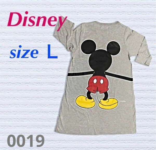 Disney／五分袖ロングTシャツ／ミッキー