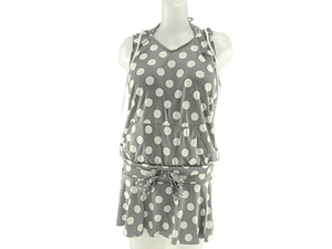  lady's swimsuit 4 point set with a hood . halter-neck body type cover L dot pattern gray series 