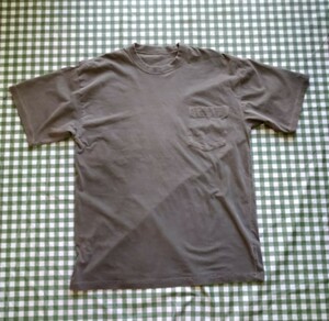 　顔料×染料加工　半袖ポケットTシャツ　サイズL　　ブラック×グリーン
