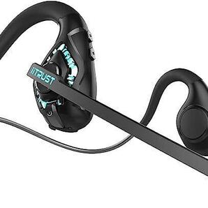 Bluetooth ヘッドセット 日本語音声ガイド iitrust 非 骨伝導イヤホン Bluetooth 5.2 通話専用 マイク付き 耳を塞がない ワイヤレス ブルー