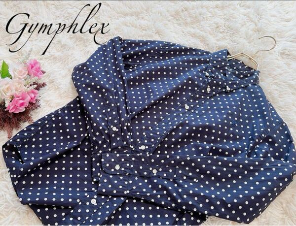 Gymphlex メンズ シャツ 長袖 水玉模様 総柄 日本製 Mサイズ 美品