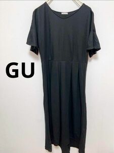 GU ワンピース　ロング　半袖　Sサイズ　黒色　美品