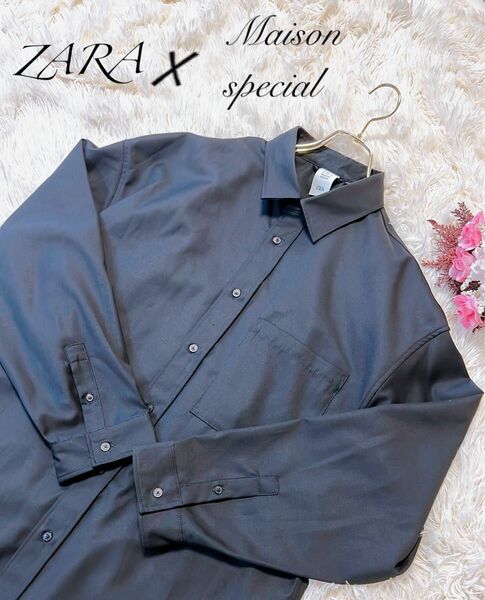 ZARA×Maison special コラボ　メンズ　シャツ　黒色　Mサイズ　極美品
