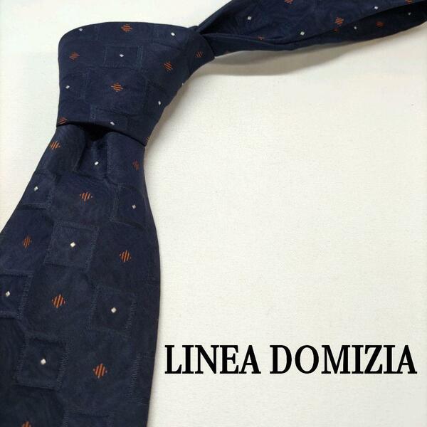 LINEA DOMIZIA ダークブルー ドット柄 シルク リユース ネクタイ