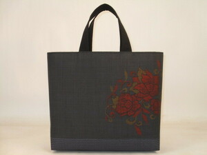  old cloth silk Ooshima pongee floral print . made bag 