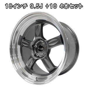 4本セット Rayone Racing 5008 18インチ 9.5J+10 5H PCD114.3 アルミホイール ガンメタリック 深リムの画像1