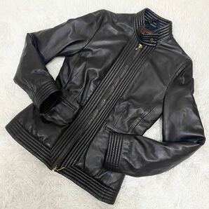 1円〜 極美品 最高級 茶タグ MONCLER モンクレール レザー ダウンジャケット ライダース 羊革 ラムレザー ペッパージャパン 正規代理店タグの画像1