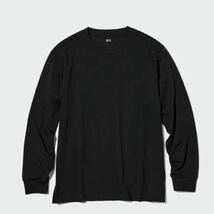 ユニクロ エアリズムコットン UVカット クルーネックT 長袖 Tシャツ Mサイズ ブラック_画像1