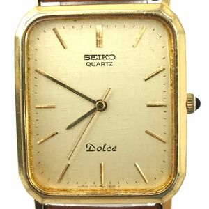 SEIKO Seiko DOLCE Dolce wristwatch 7731-5240 quarts analogue square Vintage collection Gold Brown stylish 