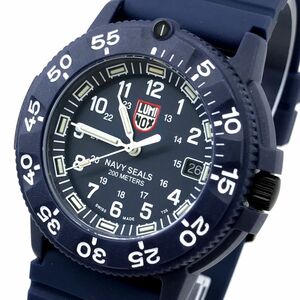  new goods LUMINOX Luminox wristwatch quarts NAVY SEALS navy seal zSERIES 3000 analogue navy blue calendar box attaching 